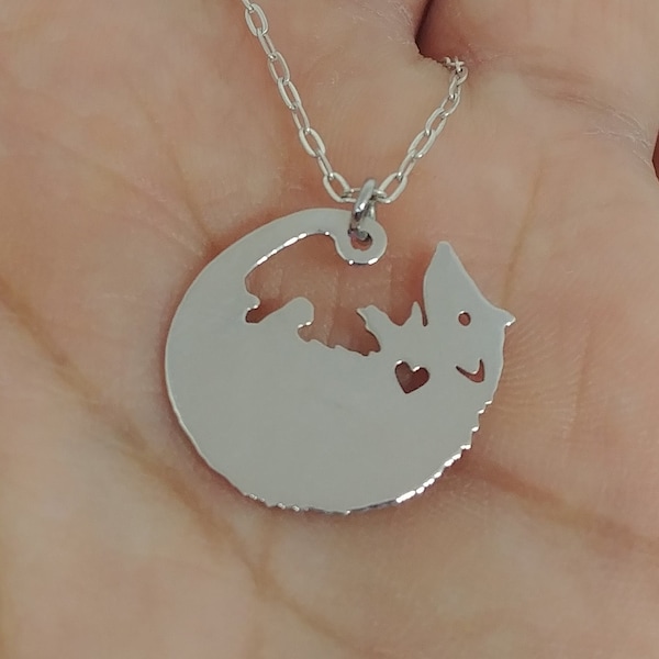 Opossum Necklace - Engraving Pendant - Sterling Silver Possum - Gold Filled & Rose Gold Jewelry - Personalized Charm -  Pet Hand Buffed