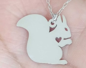 Squirrel Style 2 Necklace - Engrave Pendant - Sterling Silver Jewelry - Gold Jewelry - Rose Gold Jewelry - Personalized Jewelry-Animal Charm