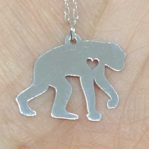 Chimpanzee Necklace Engrave Pendant Sterling Silver Jewelry Gold & Rose Gold Filled Personalized Hand Buffed Zoo Animal Charm Ape