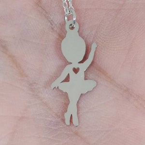 Ballerina Girl Necklace - Engrave Pendant - Sterling Silver Charm - Gold & Rose Gold Filled Jewelry - Personalized Hand Buffed Gift