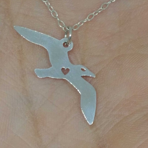 Seagull Necklace Engrave Pendant Sterling Silver Gold & Rose Gold Filled Personalized Jewelry Hand Buffed Stainless Steel Animal Charm Bird