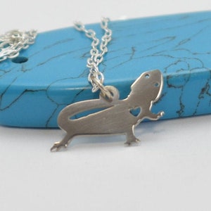 Bearded Dragon Necklace Engraving Pendant Sterling Silver Charm Gold & Rose Gold Filled Jewelry Personalized Hand Buffed Pet Animal