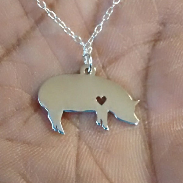 Pig Necklace Engraving Pendant Sterling Silver Jewelry Gold & Rose Gold Filled Personalized Hand Buffed Stainless Steel Animal Charm Farm