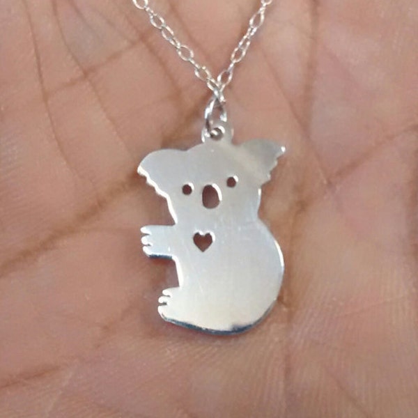 Koala Necklace Engrave Pendant Sterling Silver Jewelry Gold & Rose Gold Filled Personalized Hand Buffed Pet Stainless Steel Zoo Animal