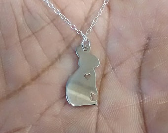 Personalized Rabbit Necklace, Sterling Silver Pet Pendant, Engraved Charm
