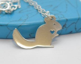 Chinchilla Necklace Engraving Pendant Sterling Silver Charm Gold & Rose Gold Filled Personalized Hand Buffed Pet Animal Jewelry