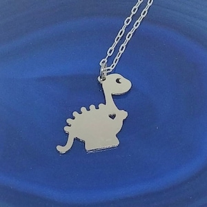 Dinosaur Necklace Engrave Pendant Sterling Silver Gold & Rose Gold Filled Personalized Jewelry Dino Stainless Steel Animal Charm Hand Buffed