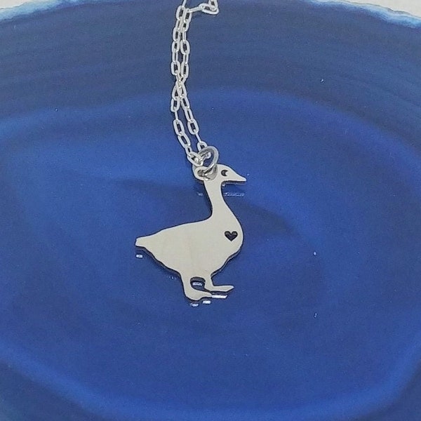 Goose Necklace Engrave Pendant Sterling Silver Gold & Rose Gold Filled Personalized Jewelry Bird Stainless Steel Animal Charm Hand Buffed