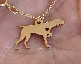 Pointer Necklace Dog Pendant Sterling Silver Gold & Rose Gold Filled Jewelry Personalized Pet Dog Hand Buffed Dog Charm