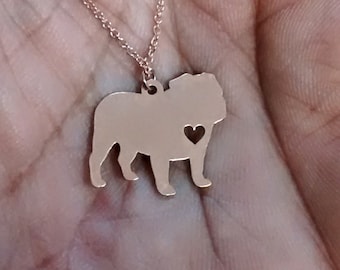 Engraved Bulldog Necklace – Sterling Silver Dog Charm, Personalized Pet Jewelry
