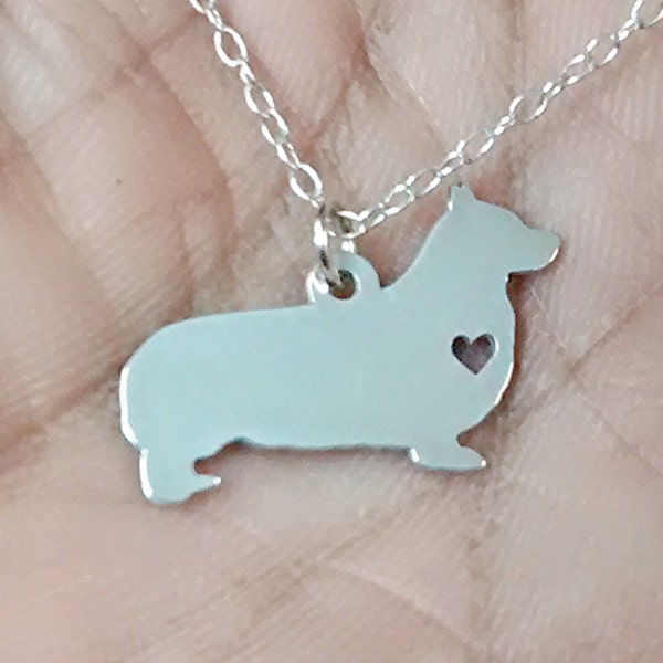 Pembroke Welsh Corgi Necklace Engraving Pendant Sterling Silver Jewelry Gold & Rose Gold Filled Personalized Pet Dog Hand Buffed Gift