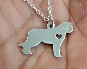 Saint Bernard Necklace Engraving Pendant Sterling Silver Jewelry Gold & Rose Gold Filled Charm Personalized Pet Dog Hand Buffed Gift