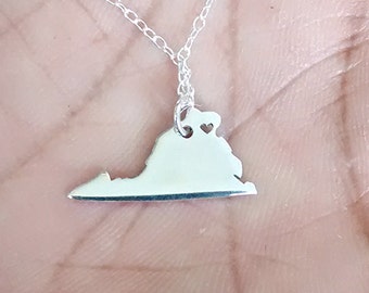 Virginia State Necklace – Personalized Sterling Silver Charm
