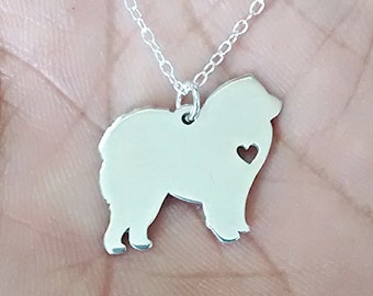 Chow Sterling Necklace - Engraving Pendant - Sterling Silver Charm - Gold & Rose Gold Filled - Personalized Pet Hand Buffed Jewelry Dog Gift