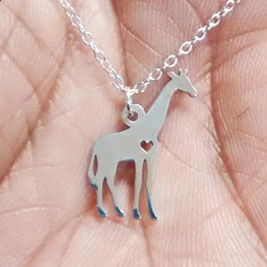 Giraffe Necklace Engrave Pendant Sterling Silver Jewelry Gold & Rose Gold Filled Personalized Pet Jewelry Hand Buffed Zoo Animal Charm