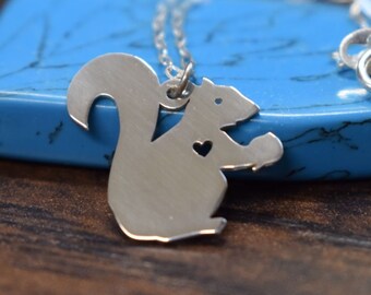 Squirrel Pendant Necklace – Engraved Sterling Silver Pet Jewelry