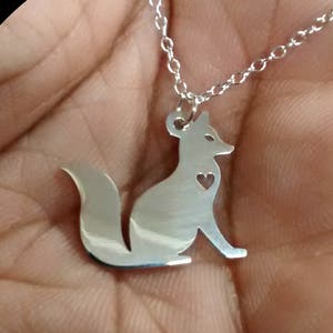 Fox Necklace Engrave Pendant Sterling Silver Jewelry Gold & Rose Gold Filled Personalized Pet Jewelry Hand Buffed Forest Animal