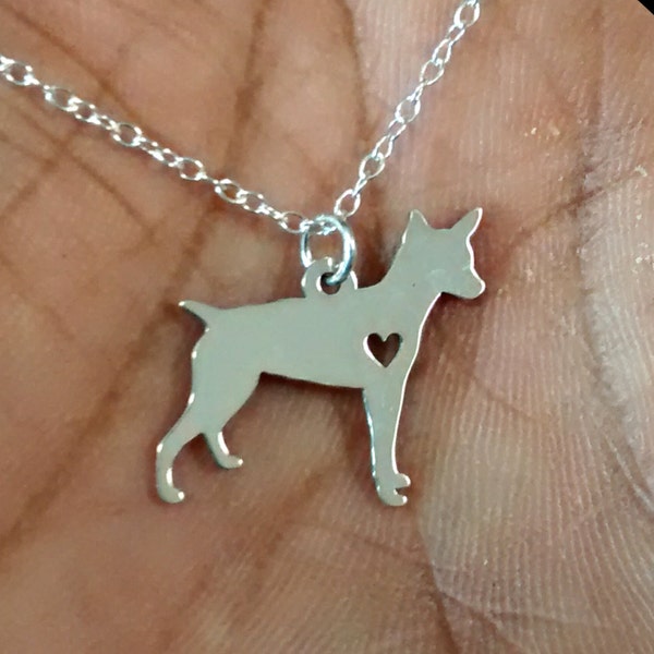 Rat Terrier Necklace Engraving Pendant Sterling Silver Gold & Rose Gold Filled Charm Hand Buffed Personalized Pet Dog Jewelry Gift