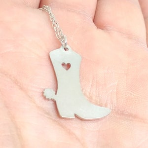 Cowboy Boot Necklace - Engrave Pendant - Sterling Silver - Gold & Rose Gold Filled Jewelry - Personalized Hand Buffed - Cowboy Charm - Gift