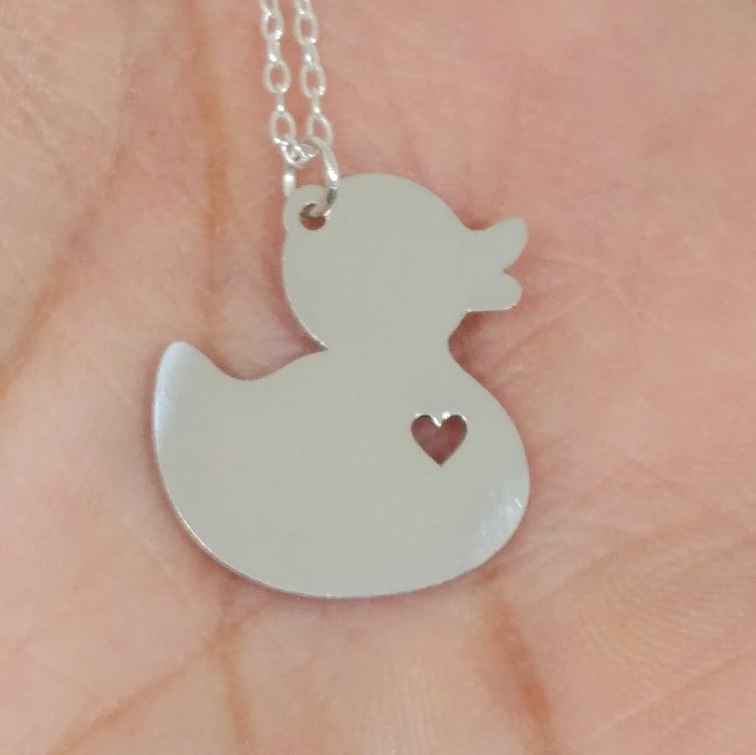Rubber Duck Necklace Engrave Pendant Sterling Silver Jewelry Gold & Rose Gold Filled