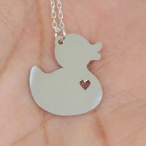 Rubber Duck Necklace Engrave Pendant Sterling Silver Jewelry Gold & Rose Gold Filled Personalized Hand Buffed Stainless Steel Animal Charm