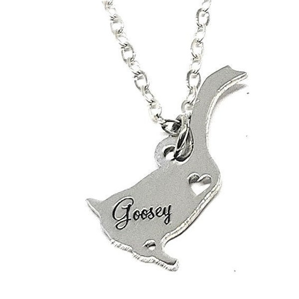 Goose Necklace Engraving Pendant Sterling Silver Jewelry Gold Jewelry Rose Gold Jewelry Personalized Pet Dog Hand Buffed Jewelry Gift