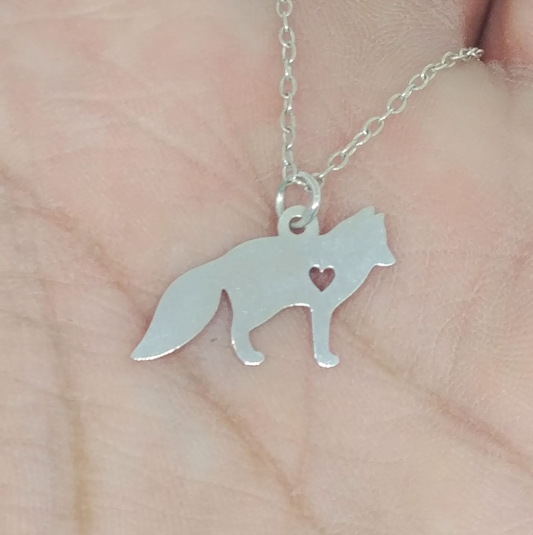 Arctic Fox Necklace Engrave Pendant Sterling Silver Etsy