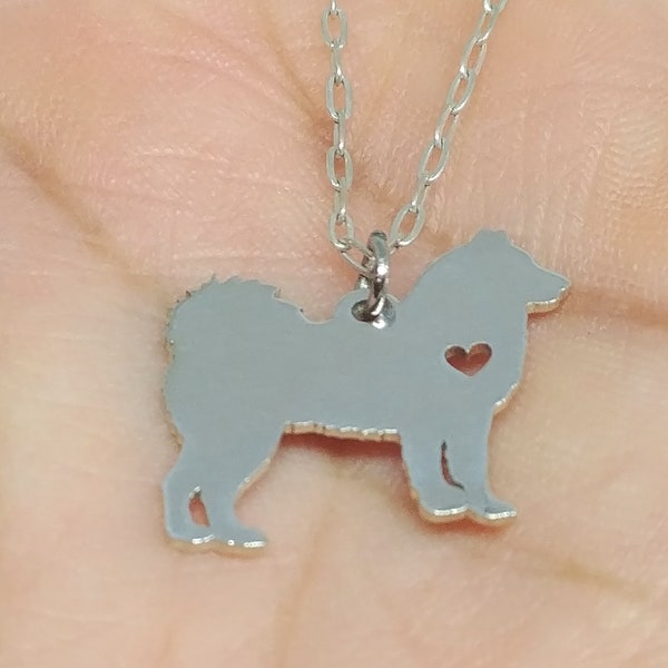 Husky Dog Necklace  Engrave Pendant - Sterling Silver - Gold & Rose Gold Filled Jewelry - Personalized Hand Buffed Charm - Stainless Steel