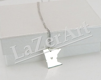 Minnesota State Necklace – Personalized Sterling Silver, Gold Filled Charm