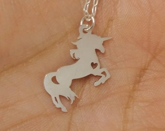 Unicorn Necklace Engrave Pendant Sterling Silver Gold & Rose Gold Filled Jewelry Personalized Pet Animal Hand Buffed Stainless Steel Charm