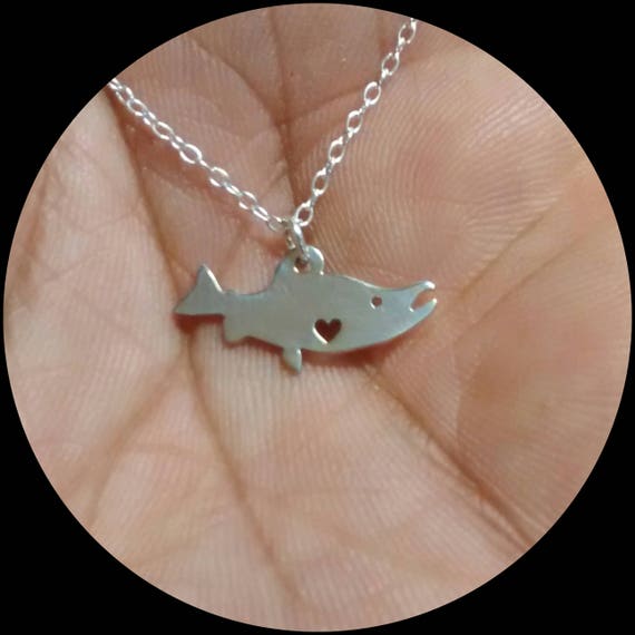 Engraved Sockeye Salmon Necklace, Sterling Silver, Gold & Rose Gold Filled