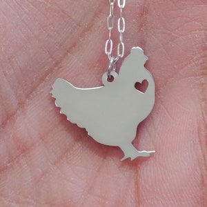 Chicken Necklace Engraving Pendant Sterling Silver Jewelry Gold & Rose Gold Filled Charm Personalized Farm Animal Pet Jewelry Gift