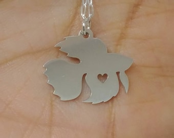 Engraved Betta Fish Necklace, Sterling Silver Pet Memorial Charm