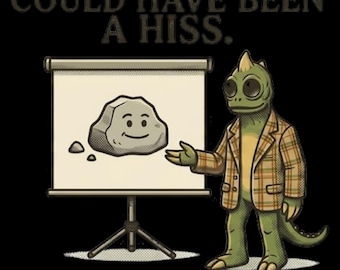 This Meeting Could Have Been a Hiss Sticker | Lizard Presenting Rock Humor Kiss-Cut Sticker