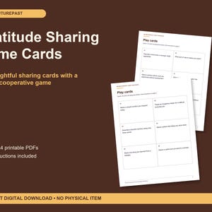 Gratitude Sharing Game Cards Printable PDF, 24 Cards, Host Guide, Letter and A4