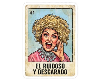 Phyllis Diller Loteria El Ruidoso y Descarado Sticker | Kiss-Cut Lotería Style Sticker