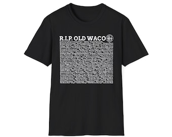 Koszulka „R.I.P. Old Waco” | Projekt listy pamiątkowej z białym tekstem