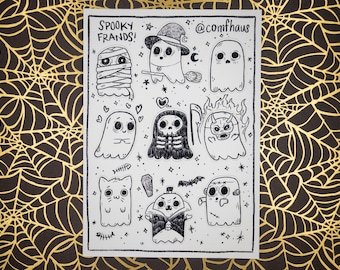 Ghost Sticker Sheet | Halloween, Planners, Bullet Journal, Vinyl Stickers, Kiss Cut, Halloween Accessories, Halloween Stickers