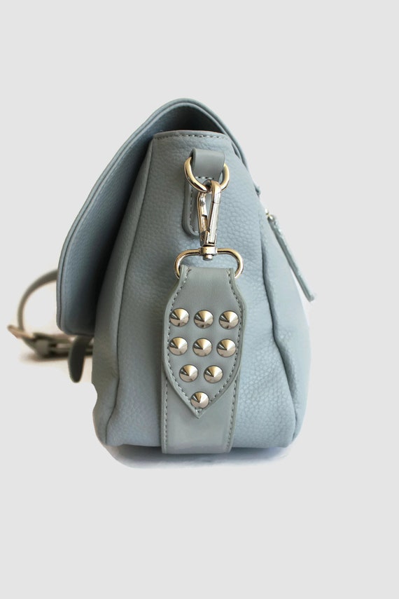 light blue messenger bag