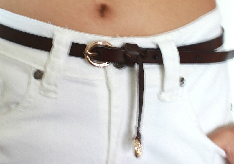 Brown Leather Belts For Women Thin Jeans Belt Skinny Image 0
