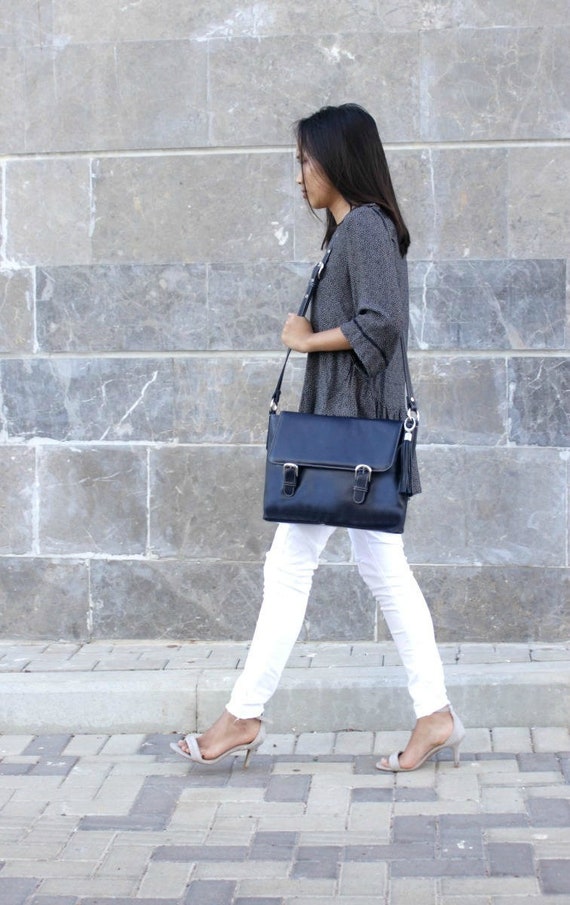 black leather laptop bag womens