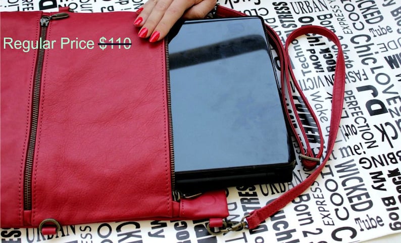 Laptop sleeve 13 inch Laptop shoulder bag Red laptop bag leather Macbook pro case Laptop sleeve with zipper