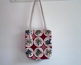 Sac à bandoulière en soie kimono Obi Remake rouge et blanc 008
