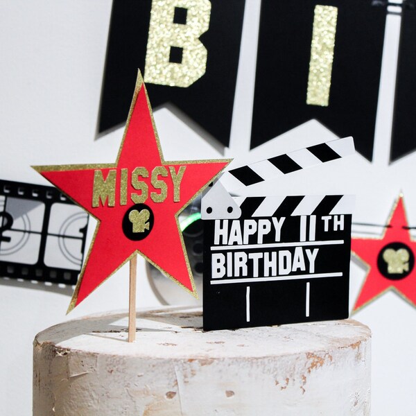 Hollywood Star Cake Topper Etsy
