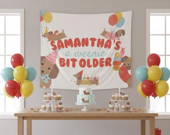 Custom Weenie Bit Older Dachshund Birthday Banner, Multiple Sizes Offered