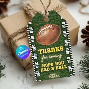 Football Game Day Party Tags: Editable Canva Template