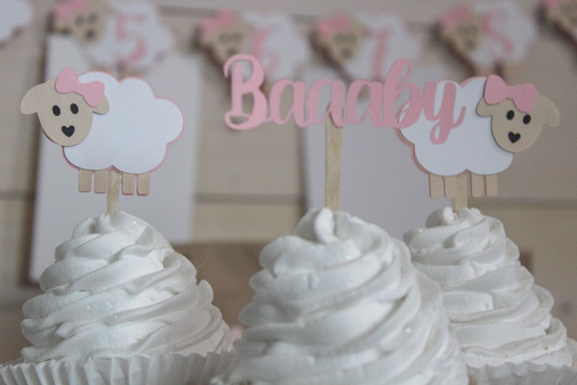 Lamb Cupcake Topper Sheep Cupcake Topper Lamb Party Lamb Etsy