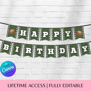 Game Day Football Birthday Party Banner: Editable Canva Template