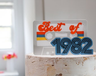 cassette cake topper - best of 1982 - best of 1982 decor - best of 1982 party - 40th birthday - 40th birthday decor - 40th birthday men