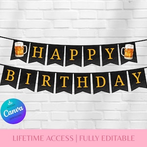 Cheers and Beers Party Banner: Fully Editable Canva Template